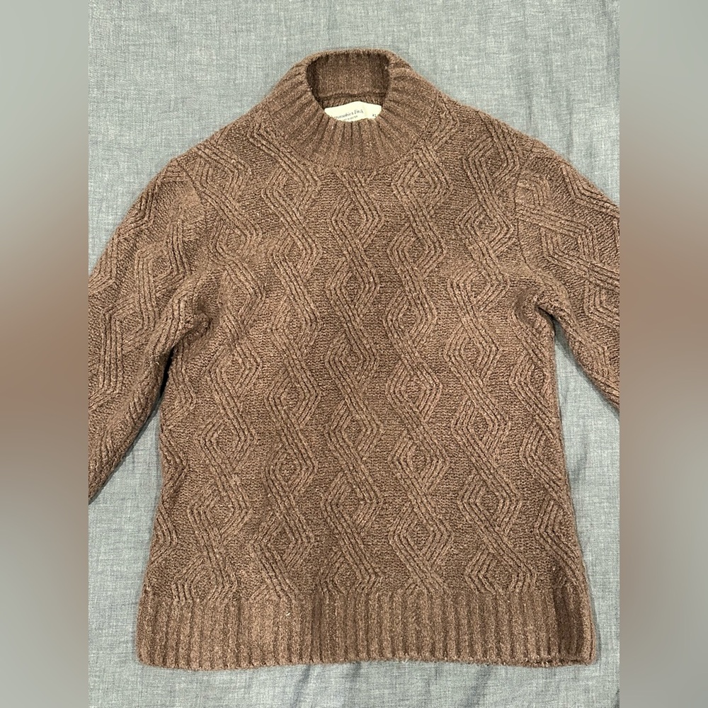 Abercrombie Stitched Mockneck Sweater Brown XS